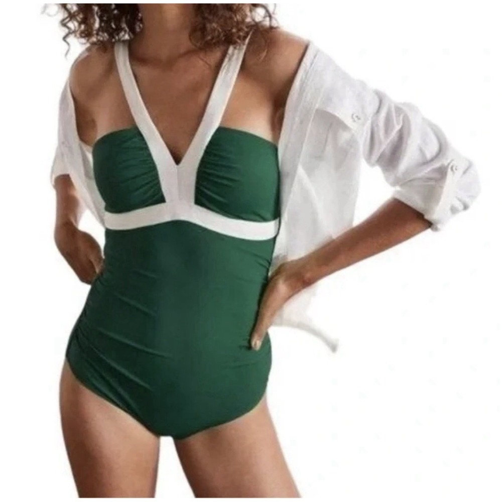 New Boden Corsica V-neck Swimsuit Green US 14 Long
